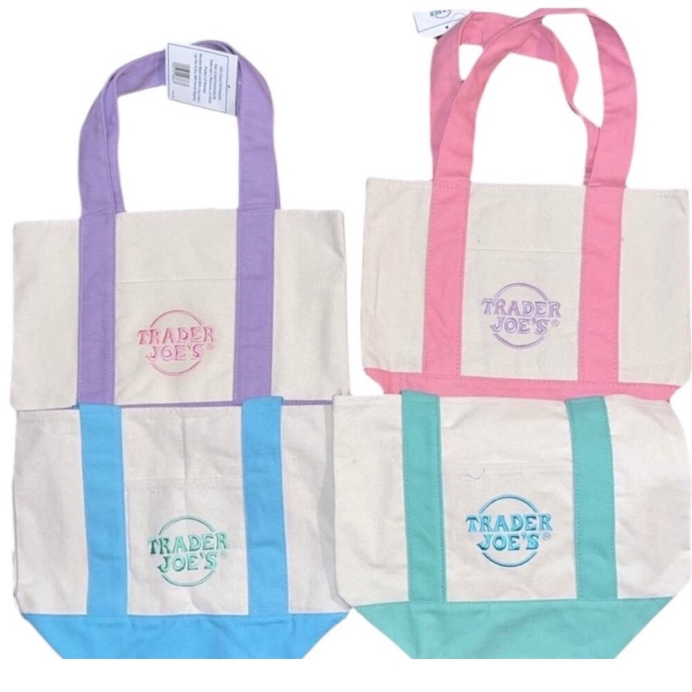 Trader Joe's Mini Pastel Canvas Tote Bags